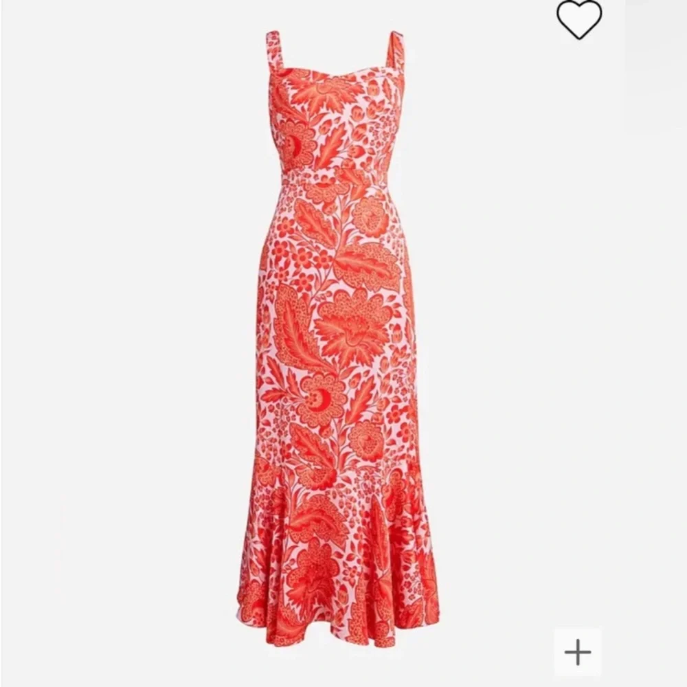 NWT JCrew Collection fitted luster crepe flare-hem dress in coral floral print - Picture 4 of 4
